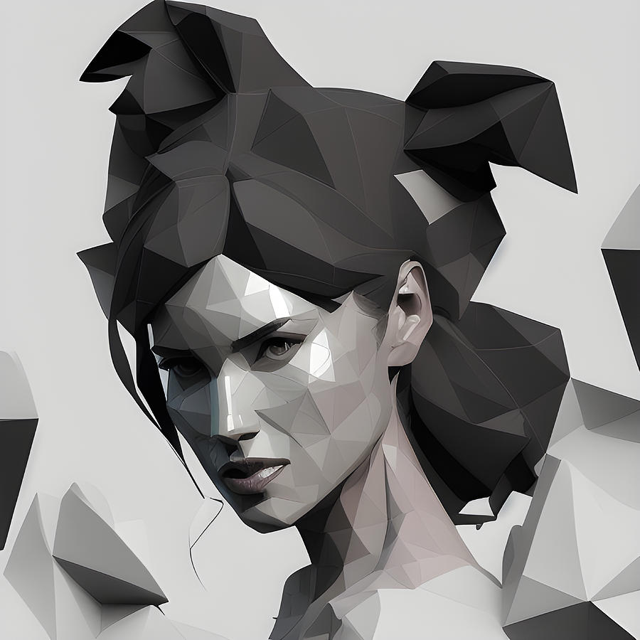 Low Poly Woman Face #10 Digital Art by Marco Lermer - Fine Art America