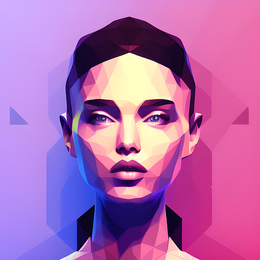 Low Poly Woman Face #18 Digital Art by Marco Lermer - Fine Art America