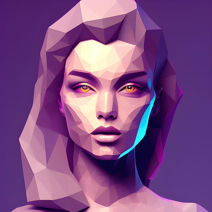 Low Poly Woman Face #6 Digital Art by Marco Lermer - Fine Art America