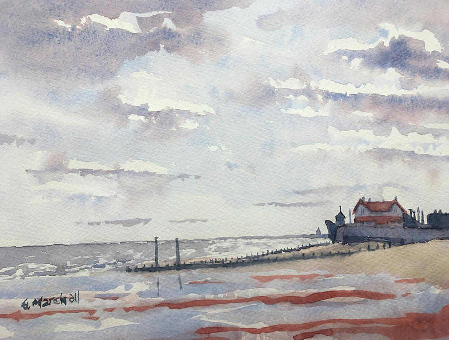 Low Tide at Hornsea, early Spring Painting by Glenn Marshall