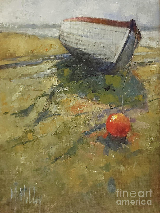 Low Tide Boat Painting by Mary Hubley
