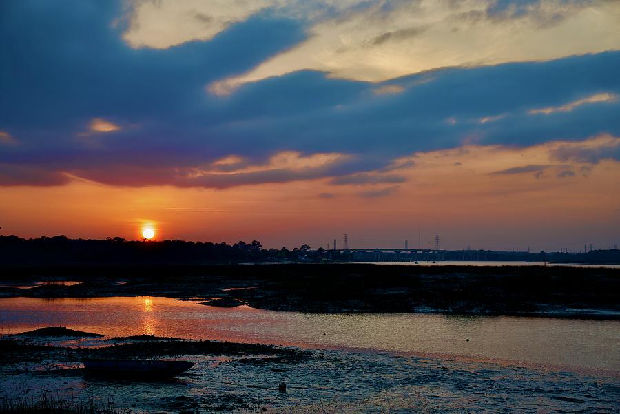 Low Tide Sunset By Hilton Head Bridge Photograph by Dennis Schmidt