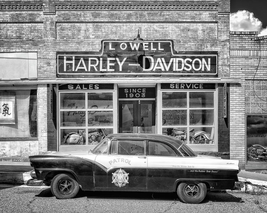 Vintage Photograph - Lowell Harley-Davidson Patrol Car by Stephen Stookey