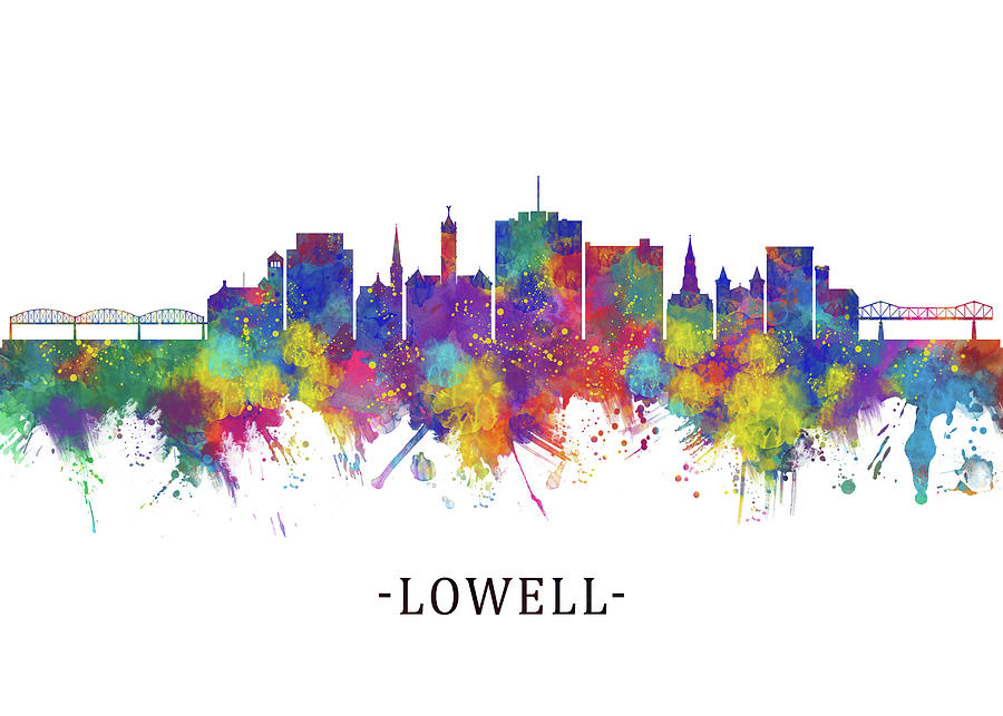 Lowell Massachusetts Skyline Mixed Media by NextWay Art - Fine Art America