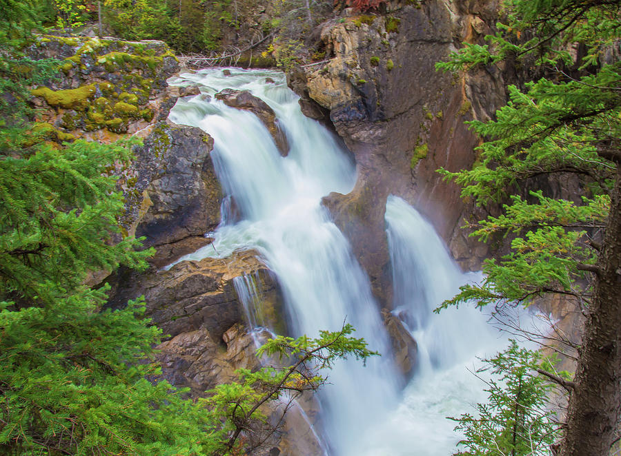 Lower Bugaboo Falls shot with a long exposure for a silky smooth water ...