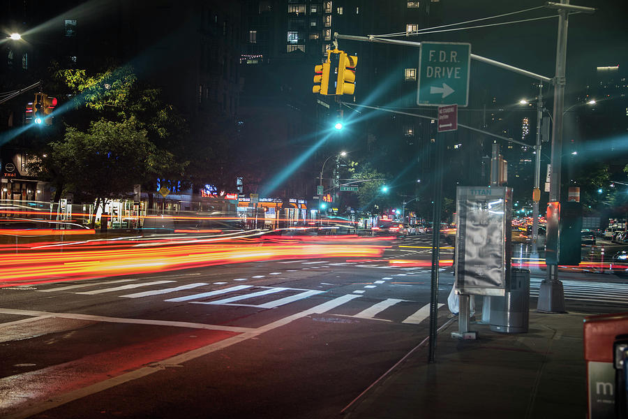 Lower East Side at Night Photograph by Alan Goldberg