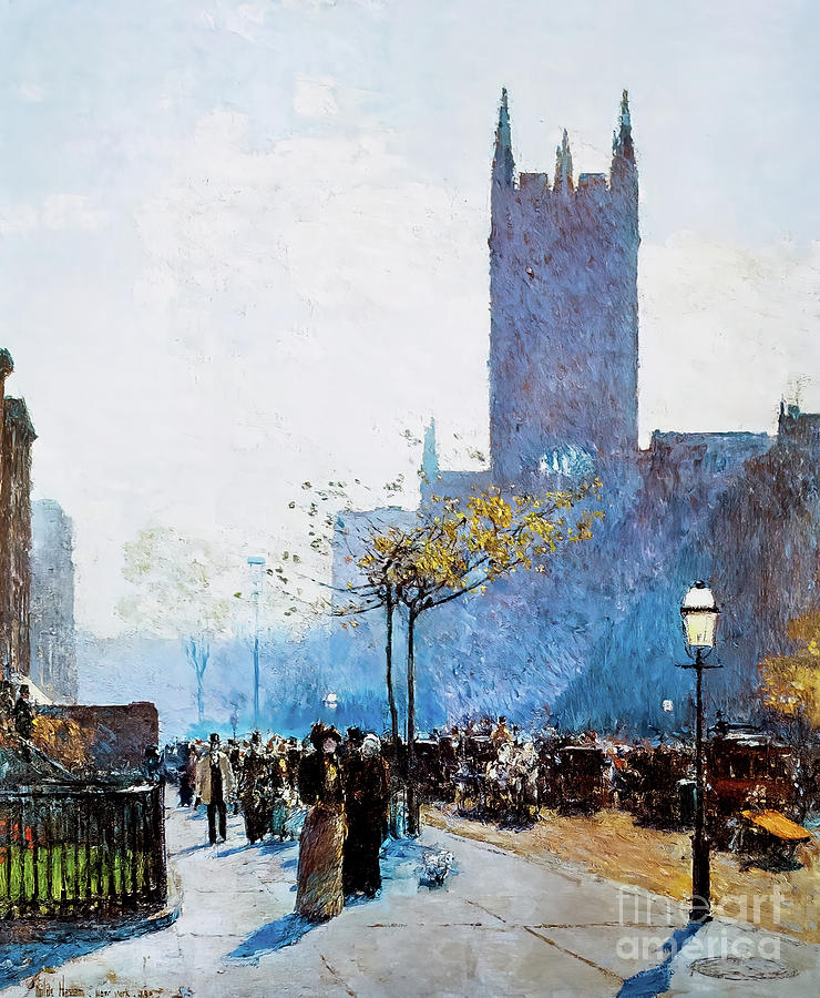 Lower Fifth Avenue by Childe Hassam 1890 Painting by Childe Hassam