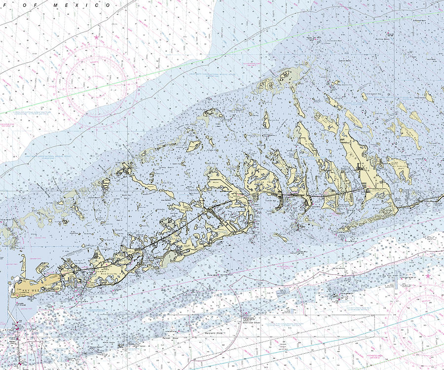 Lower Florida Keys Florida Nautical Chart Digital Art by Sea Koast Pixels