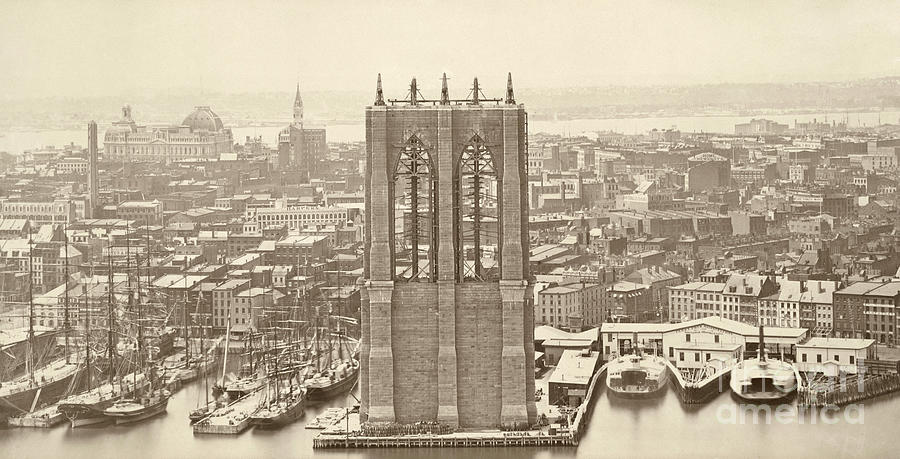 Lower Manhattan And Brooklyn Bridge, 1876 Photograph by Joshua Beal