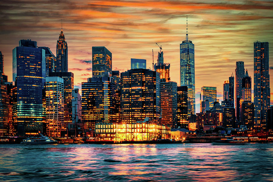 Lower Manhattan at sunset Photograph by Karel Miragaya - Fine Art America