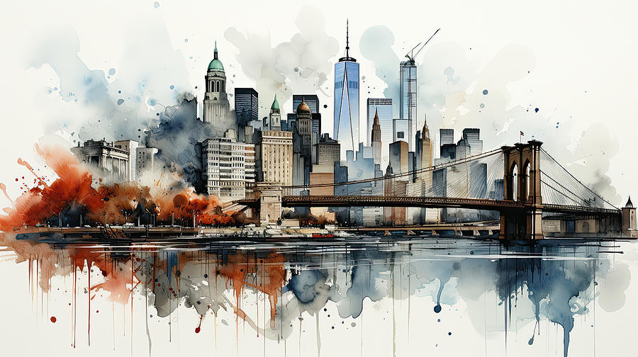 Lower Manhattan NYC Digital Art by Evie Carrier