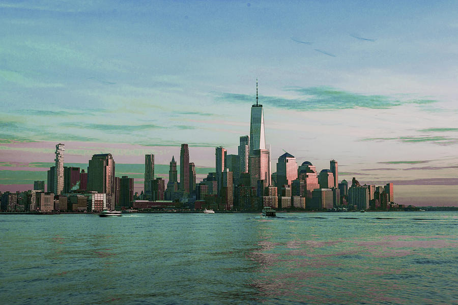 Lower Manhattan, Nyc Skyline, New York, United States - Surreal Art By Ahmet Asar Digital Art