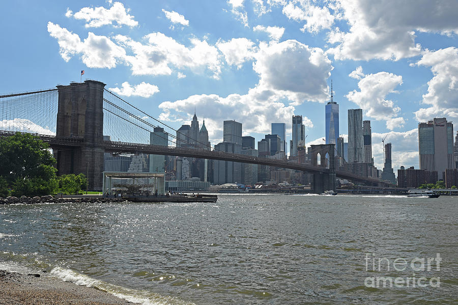 Lower Manhattan Skyline With The Brooklyn Bridge. Photograph by Tom Wurl