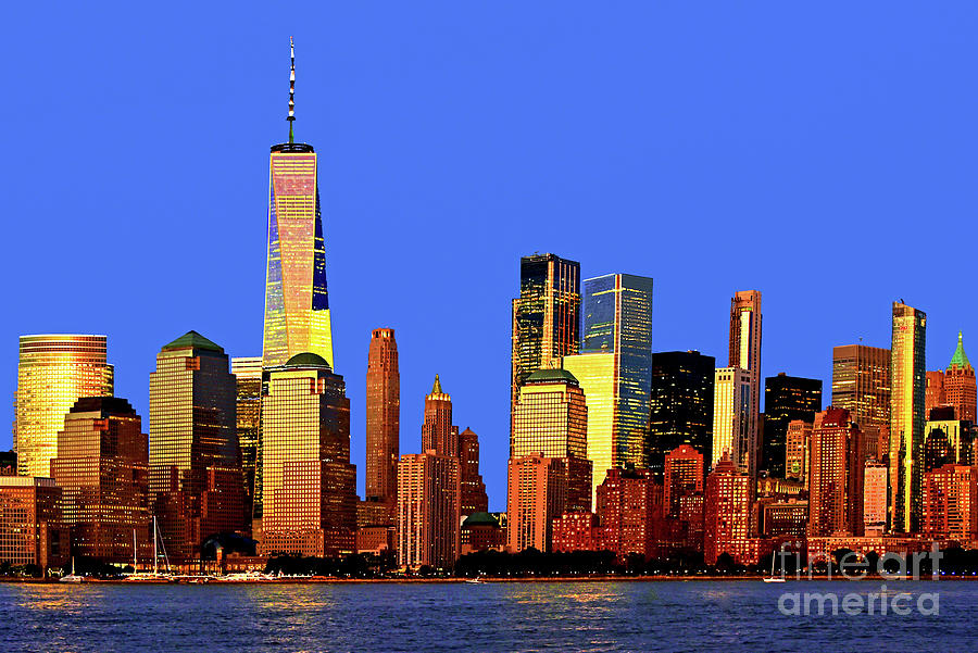 Lower Manhattan Sundown  Skyline Photograph