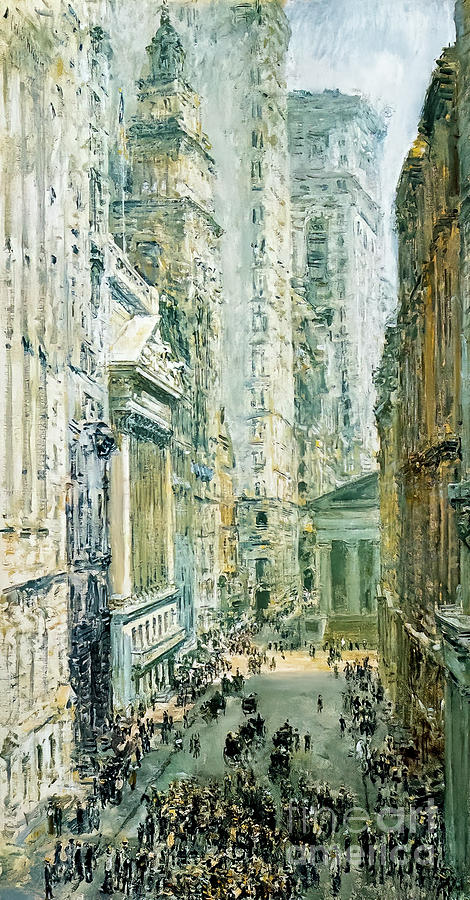 Lower Manhattan View Down Broad Street by Childe Hassam 1907 Painting by Childe Hassam