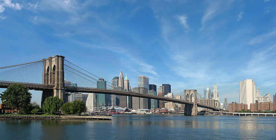 Lower Manhattanan and Brooklyn Bridge Photograph by Narvikk