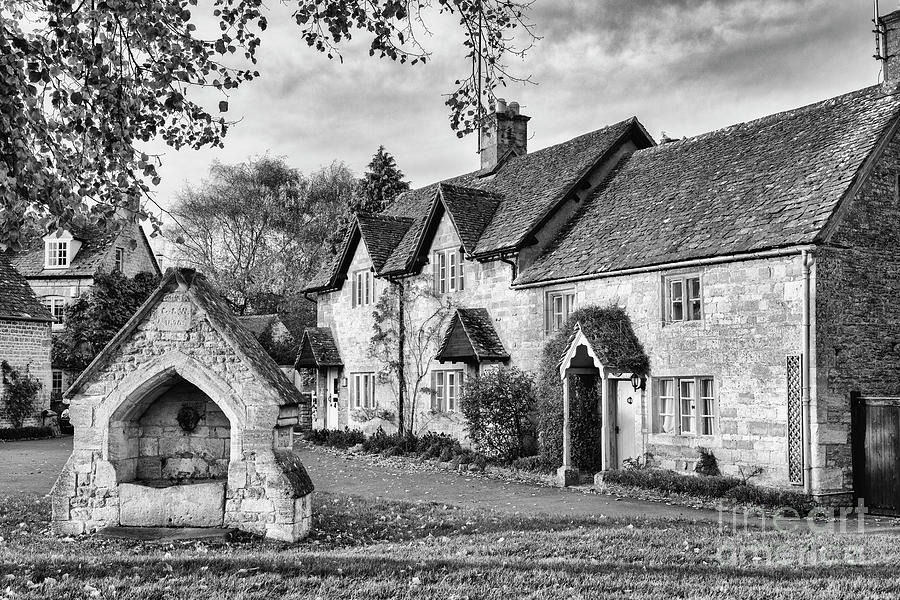 Lower Slaughter Village in Autumn Monochrome Photograph by Tim Gainey