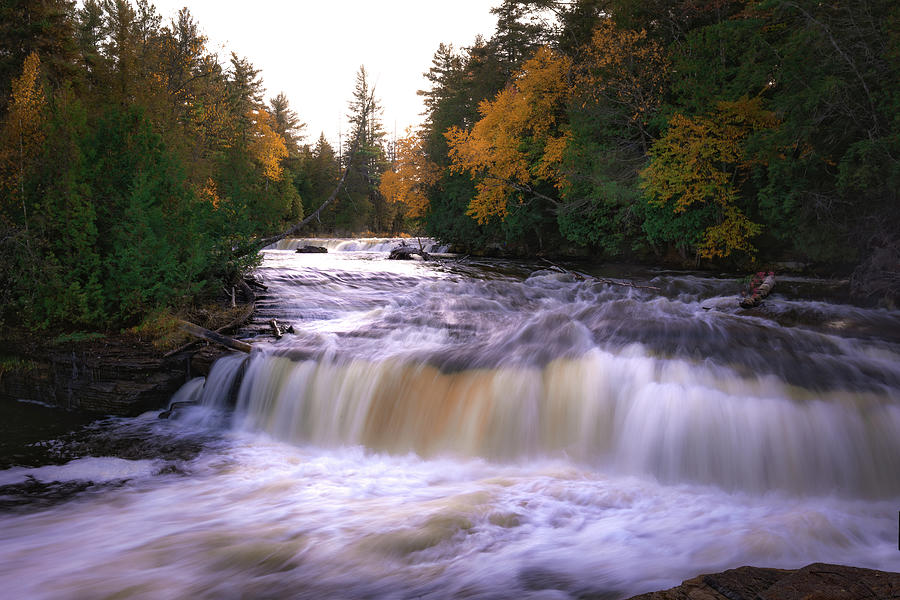 Lower Tahquamenon Falls surrounded by fall colors #1 Photograph by Jay Smith