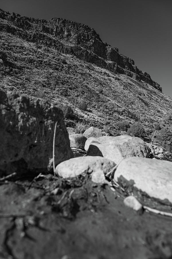 Lower Taos Canyon in New Mexico black and white Photograph by Eldon McGraw