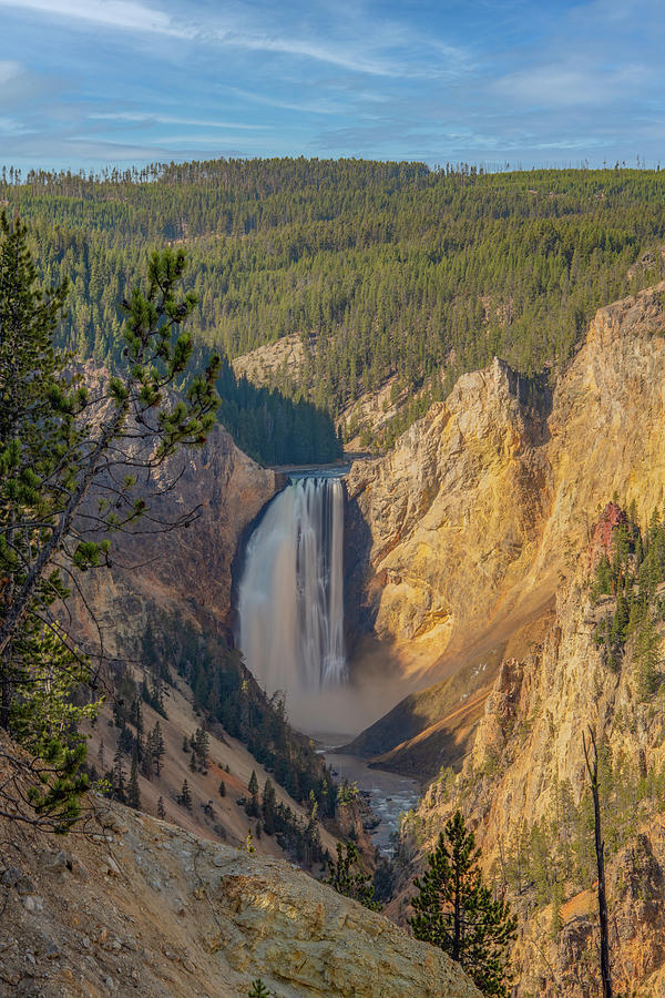 Lower Yellowstone Falls in Autumn Photograph by Marcy Wielfaert