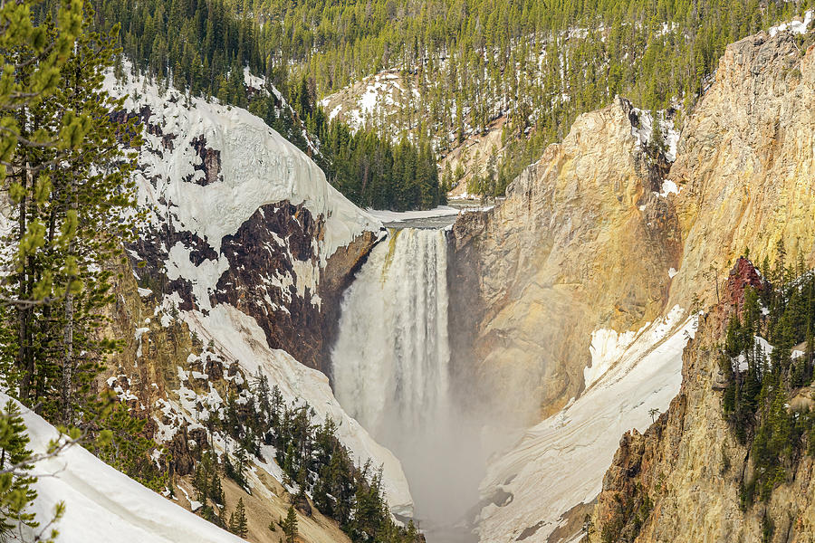 Lower Yellowstone Falls In Winter Photograph by Yeates Photography