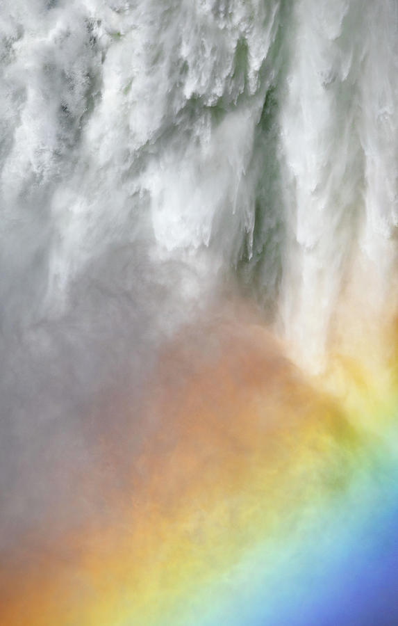 Lower Yellowstone Falls Rainbow Photograph by Max Waugh