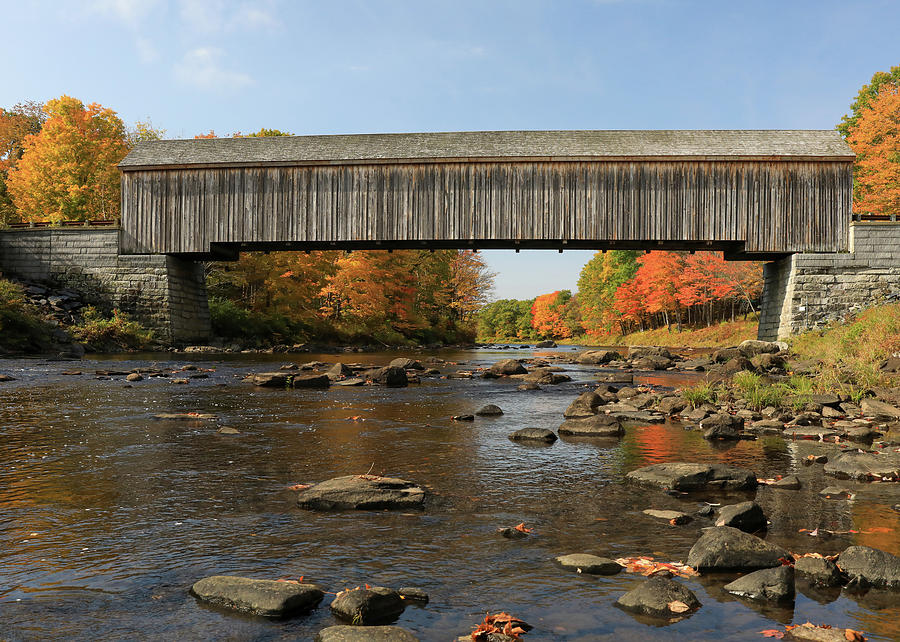 Lowes Covered Bridge Maine In Fall Photograph by Dan Sproul