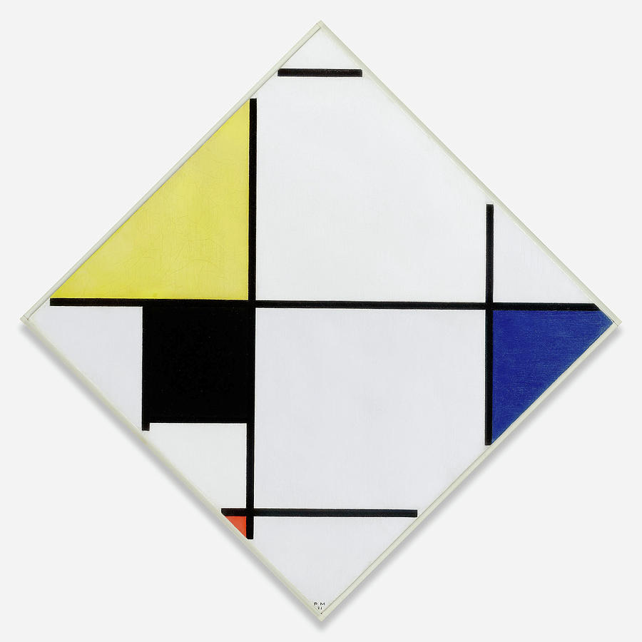 Lozenge Composition with Yellow, Black, Blue, Red, and Gray Painting by ...