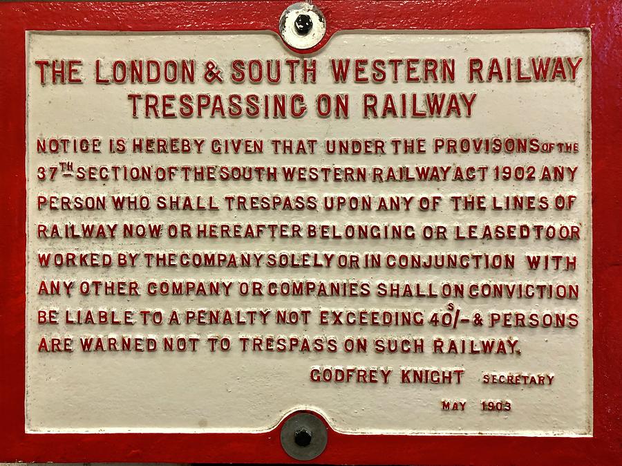 LSWR Trespass Warning  Photograph by Gordon James