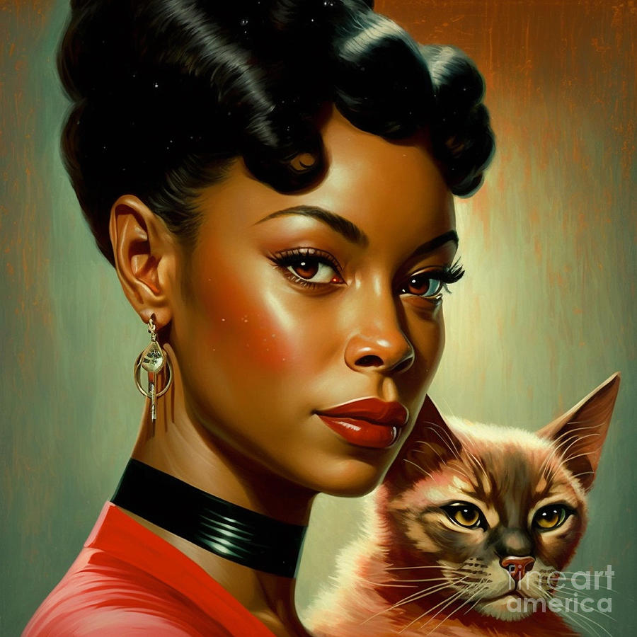 Lt Uhura and Her Cat Digital Art by Cinema Photography - Fine Art America