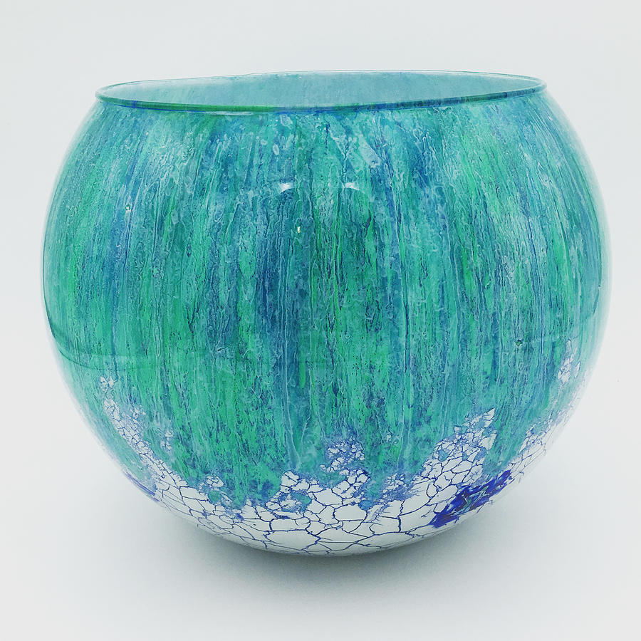 Lt.green/blue and white bowl Glass Art by Christopher Schranck