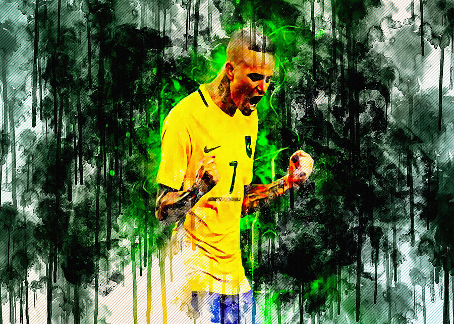 Luan Vieira Joy Brazil National Team Forward Football Painting By Sissy Angelastro