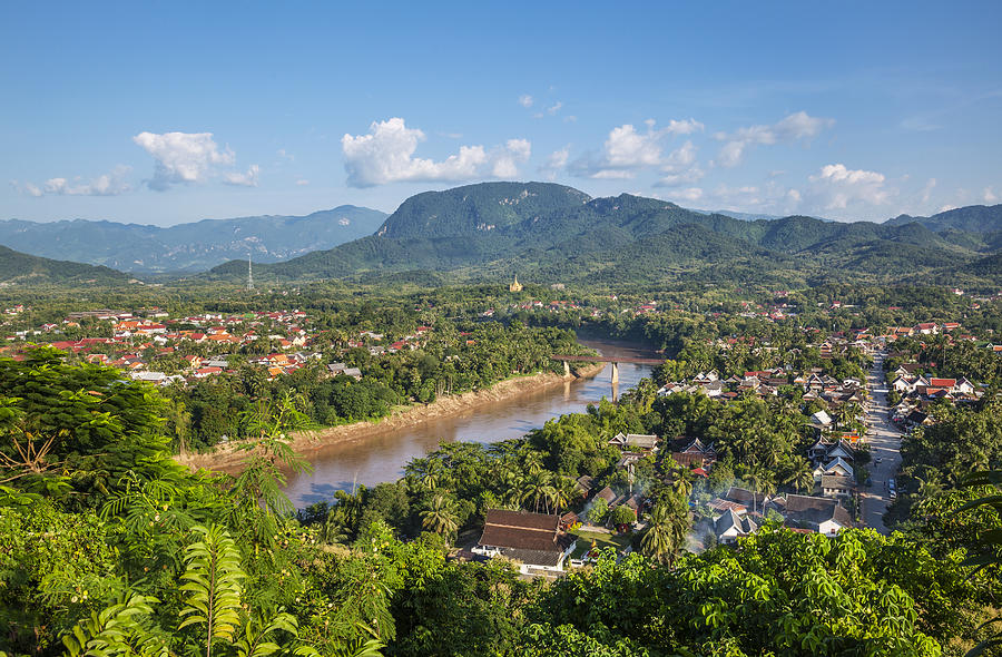 Luang Prabang and Nam Khan River Photograph by Manfred Gottschalk