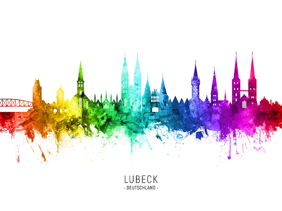 Lubeck Germany Skyline #14 Digital Art by Michael Tompsett