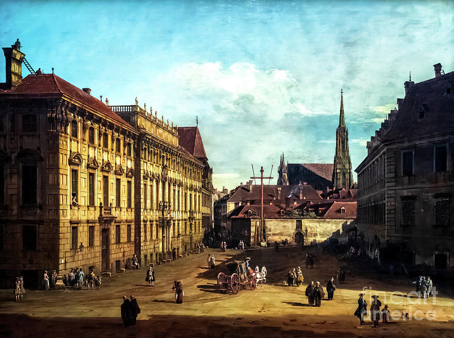 Lubkowitz Square in Vienna by Canaletto 1761 Painting by Canaletto