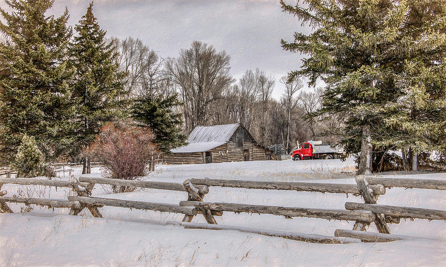 Lucas Barn in Winter, Jackson Photograph by Marcy Wielfaert