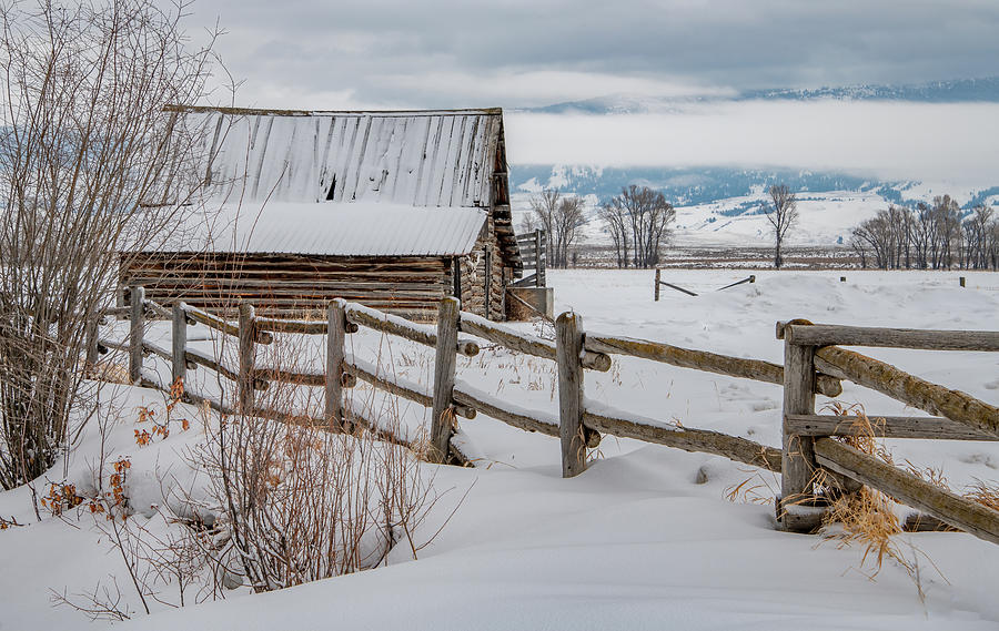 Lucas Barn in Winter Photograph by Marcy Wielfaert