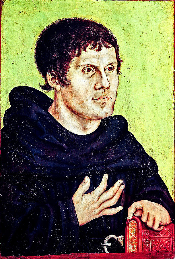 Lucas Cranach the Elder Posthumous portrait of martin luthers as an augustine monk Painting by Artistic Rifki