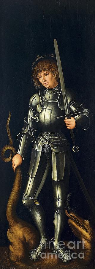 Abstract Painting - Lucas Cranach the Elder Saint George Exterior Right Wing ca 1514 by Artistic Rifki