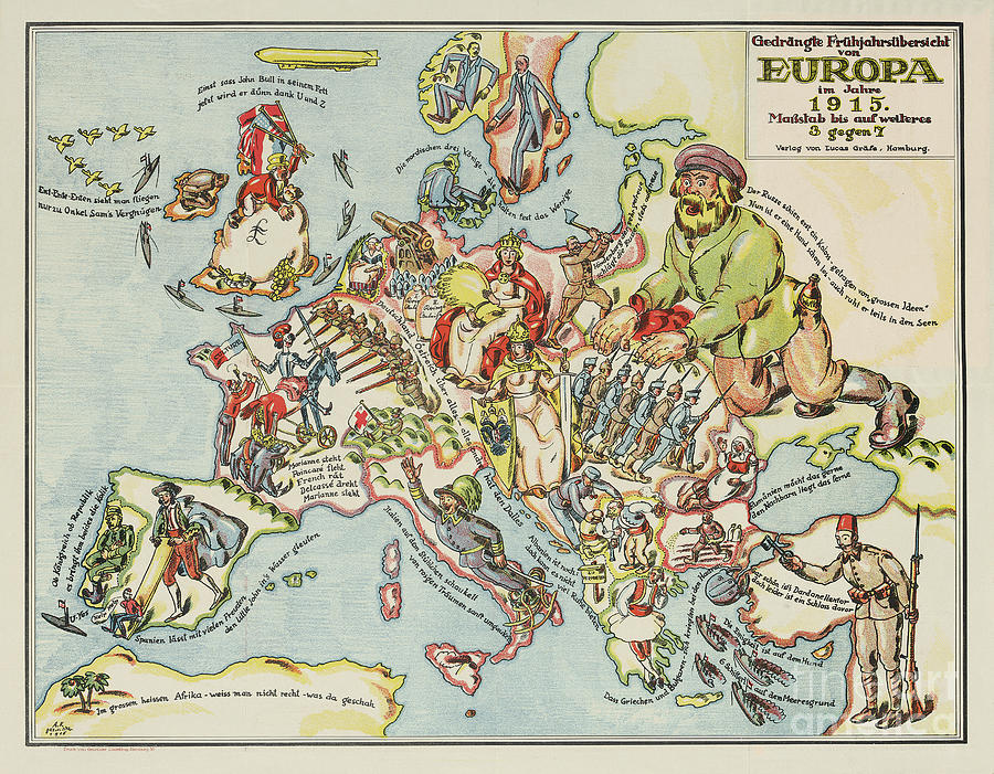 Lucas Grafe - Gedrangte Frujahrsubersicht von Europa - 1915 Digital Art by Vintage Map Lucas Grafe - Gedrangte Frujahrsubersicht von Europa - 1915 Digital Art by Vintage Map