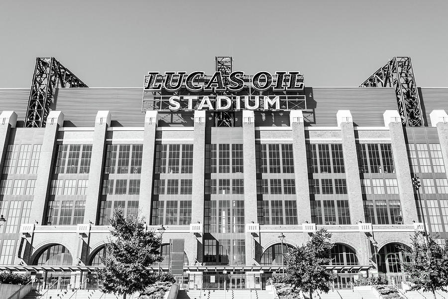Lucas Oil Stadium Indianapolis Indiana Black and White Photo Photograph by Paul Velgos