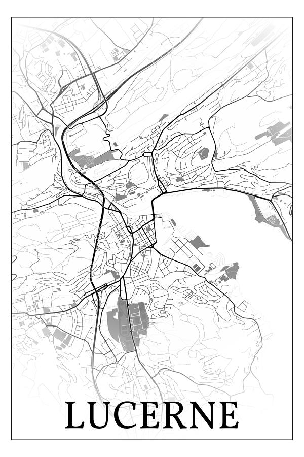 Lucerne Switzerland city map #002 Digital Art by Dandi Studio - Fine ...