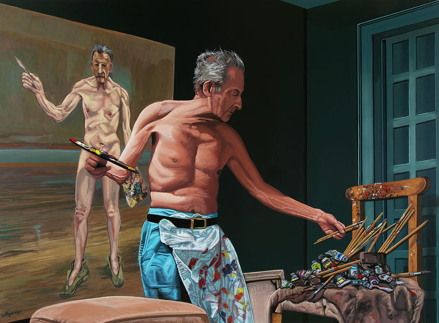 Lucian Freud At The Office Painting Painting by Paul Meijering