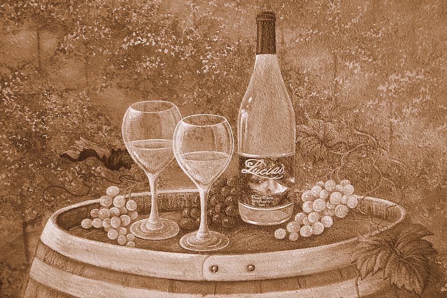 Lucias Wine Painting by Glenda Stevens