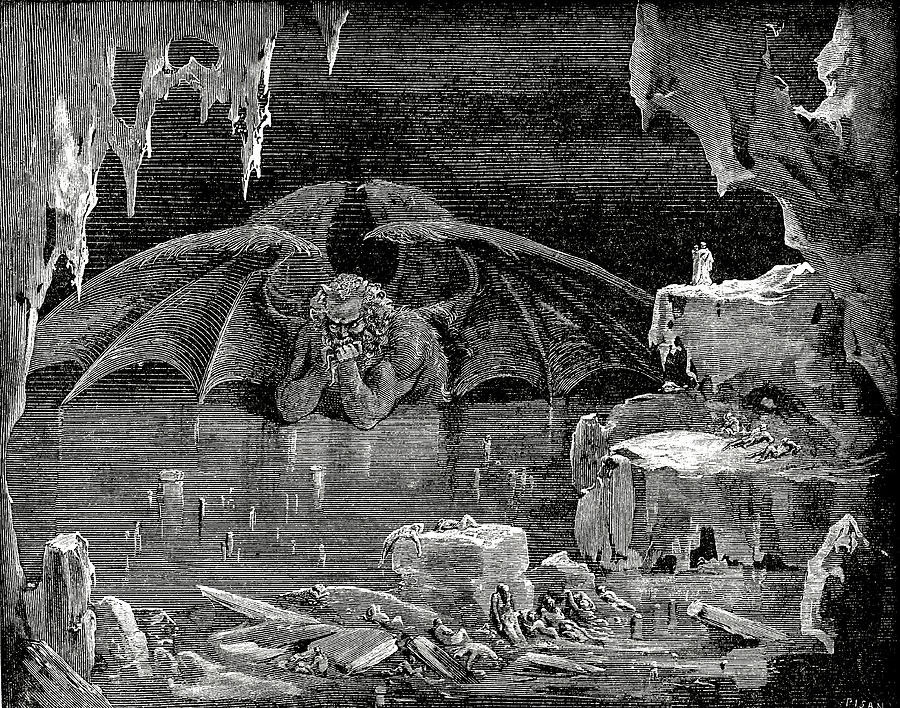 Lucifer, King of Hell by Paul Gustave Dore Drawing by Orca Art Gallery