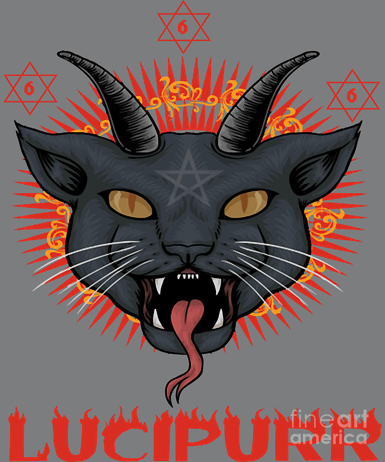 Lucifer Lucipurr Baphomet 666 Satan Cat Digital Art by Deriyah Vasquez ...