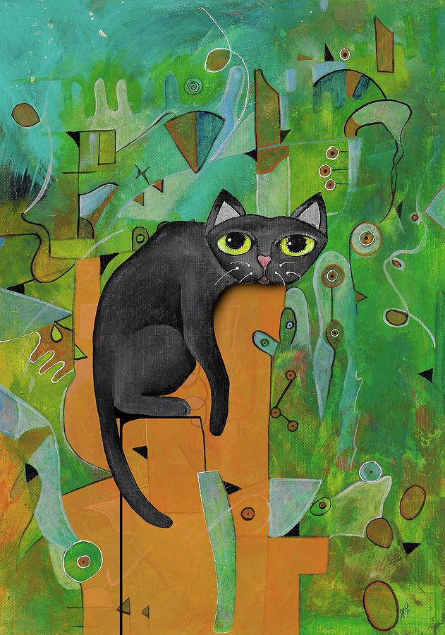 Lucky Black Cat In The City Painting By Maria Forrester