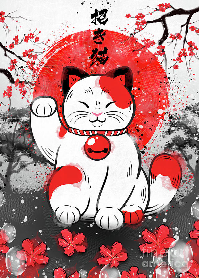 Lucky Cat Maneki Neko Digital Art by Thomas - Pixels