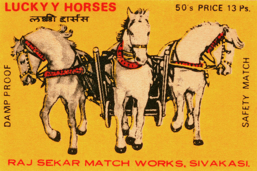 Vintage Drawing - Lucky Horses Matches by Vintage Match Covers