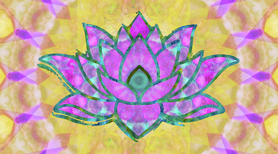 Lucky Lotus Flower Art - Sharon Cummings Painting by Sharon Cummings